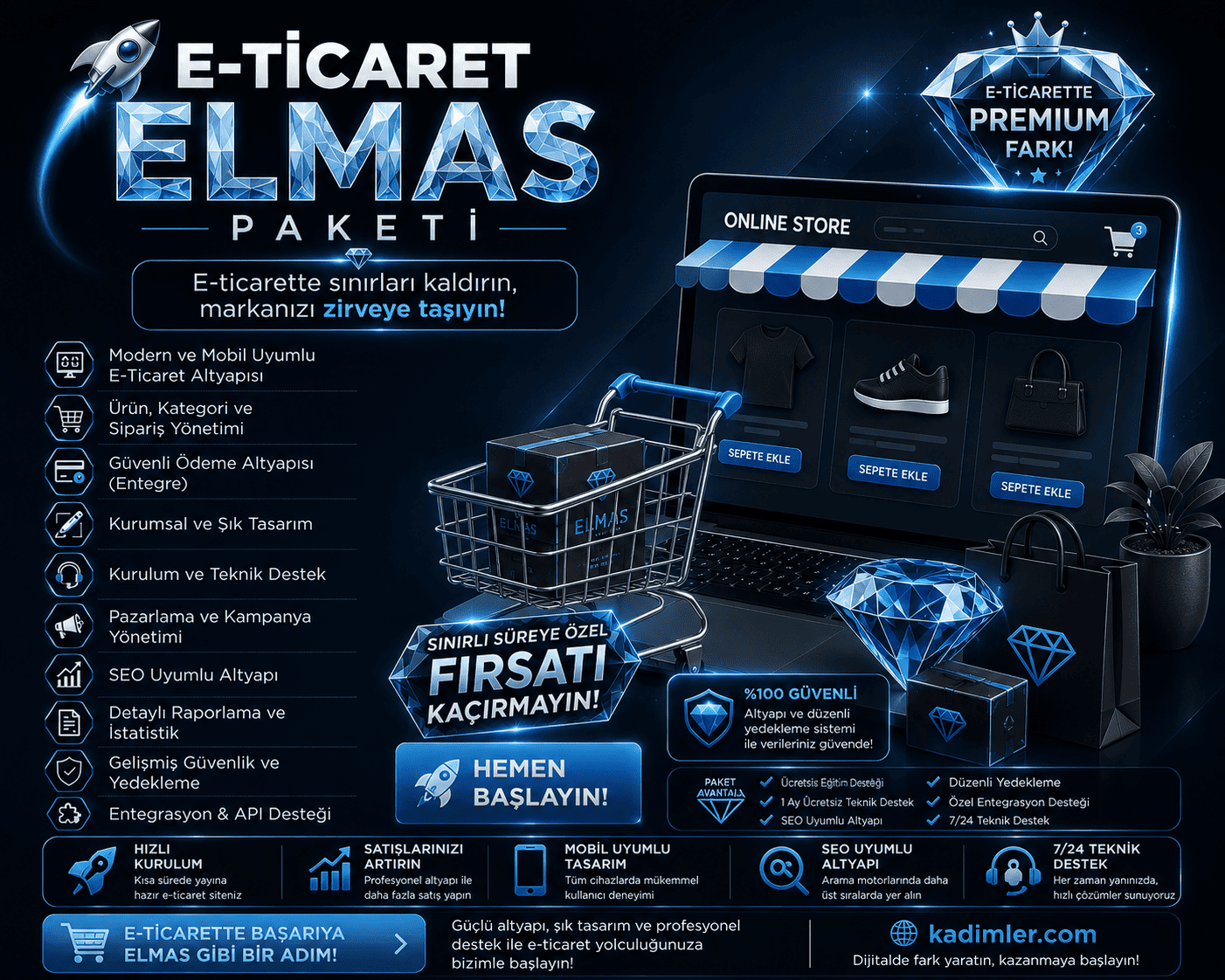 E-Ticaret Sitesi Kurulumu - Premium Elmas Paketi